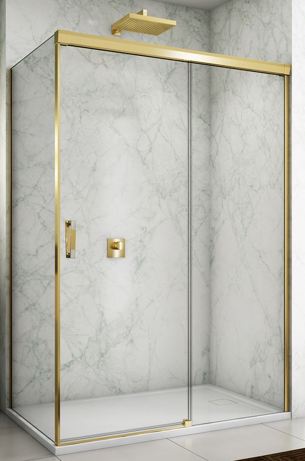 SanSwiss Cadura ścianka prysznicowa 90 cm złoty/szkło przezroczyste CAST0901207