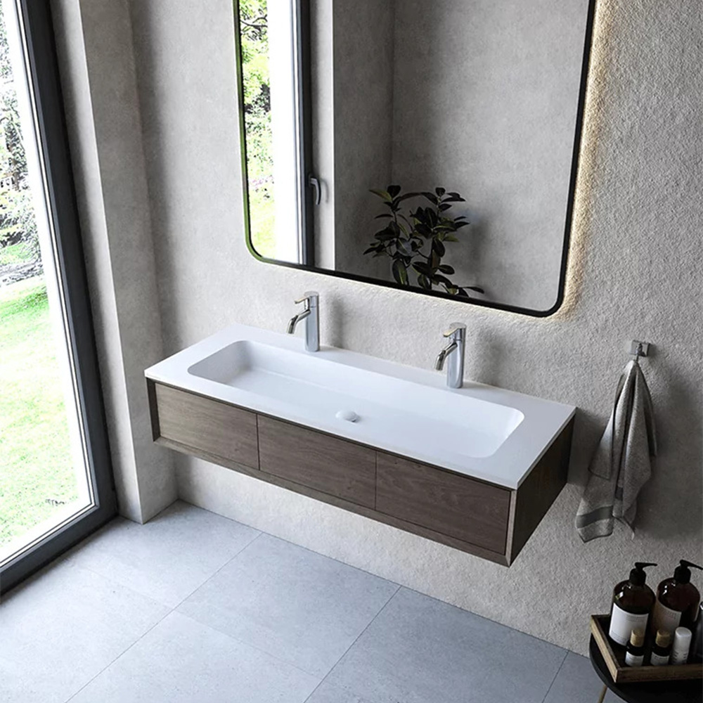 Cristalstone Linea Simpla umywalka 120x45 cm wpuszczana prostokątna biały U1200-MOT/CR