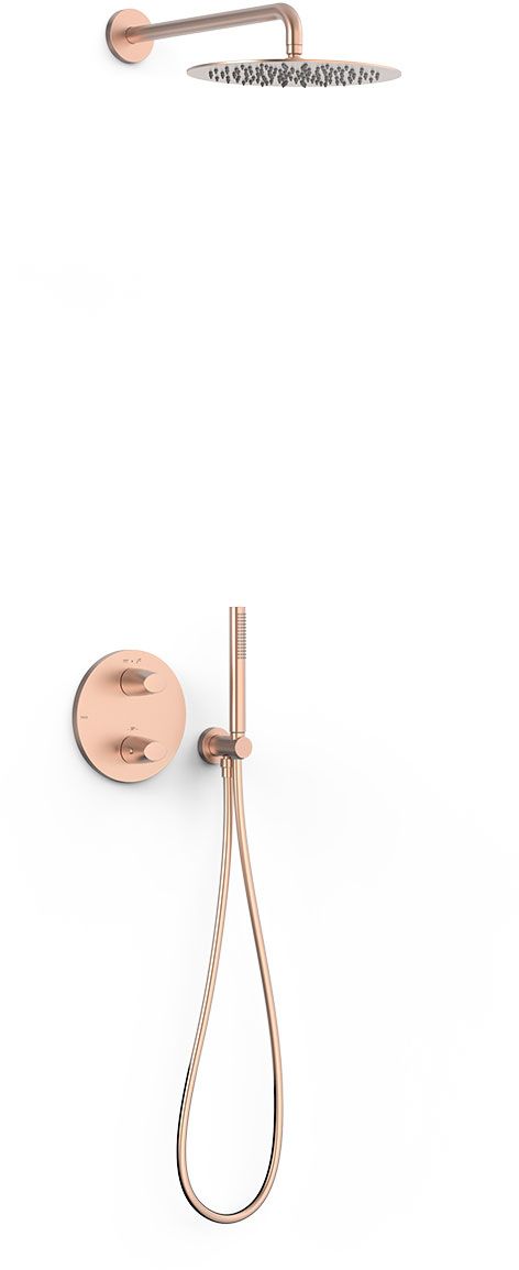Tres Therm-Box zestaw prysznicowy podtynkowy termostatyczny z deszczownicą różowy złoty mat 28125004OPM - Wysyłka w 24h