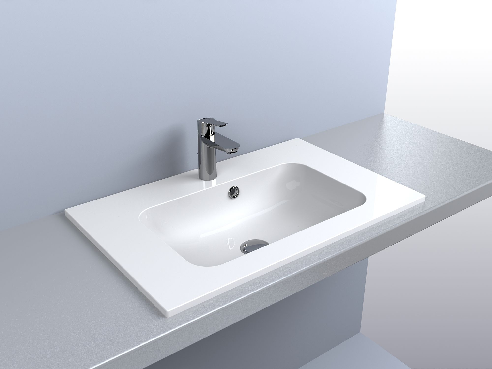 Miraggio Della umywalka 70x45 cm wpuszczana prostokątna biały połysk 0000178