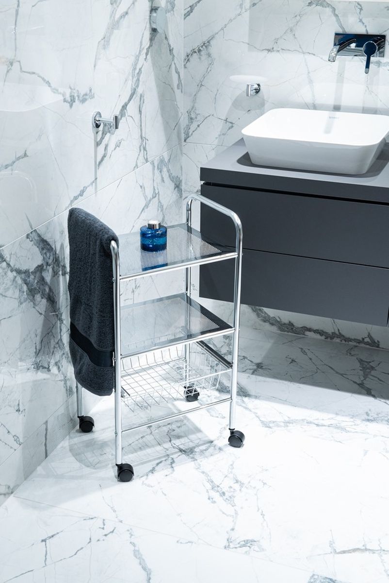 AWD Interior regał łazienkowy stojący z kółkami chrom AWD02040022