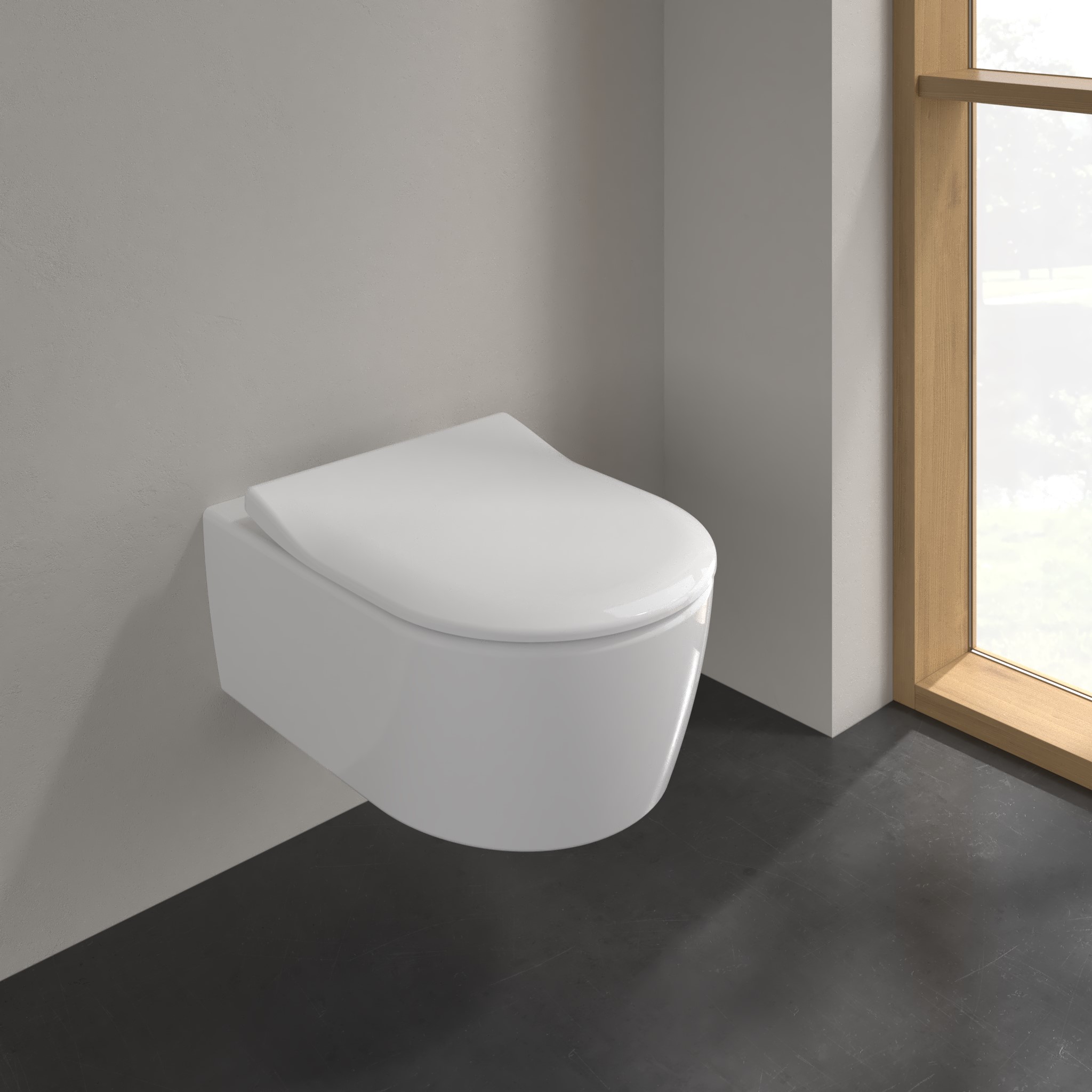 Villeroy & Boch Avento zestaw miska WC wisząca bez kołnierza z deską wolnoopadającą Weiss Alpin (5656R001, 9M87S101) - Wysyłka w 24h