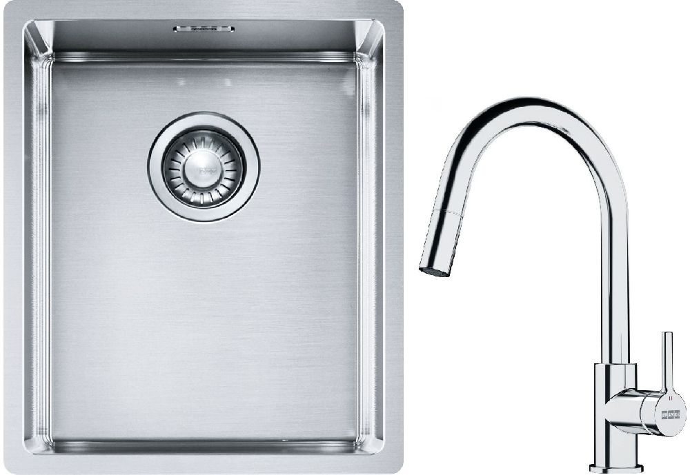 Franke Box BXX 210/110-34 zlewozmywak 38x45 cm stalowy z baterią kuchenną Lina chrom (1270453653, 1150693229)