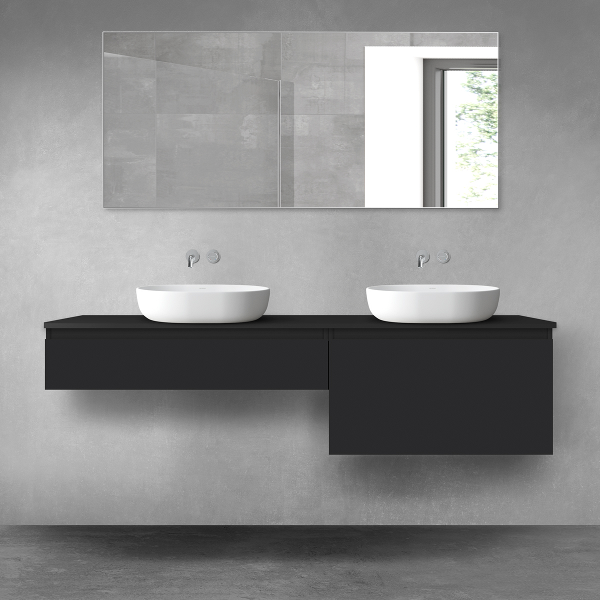 Oltens Vernal zestaw mebli łazienkowych 180 cm z blatem czarny mat 68558300 - Wysyłka w 24h