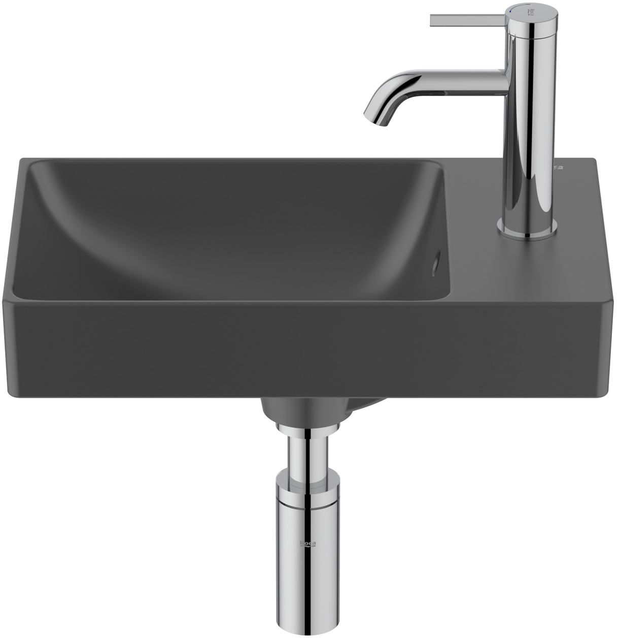 Roca Ona umywalka 45x26 cm prostokątna ścienna czarny mat A327681080