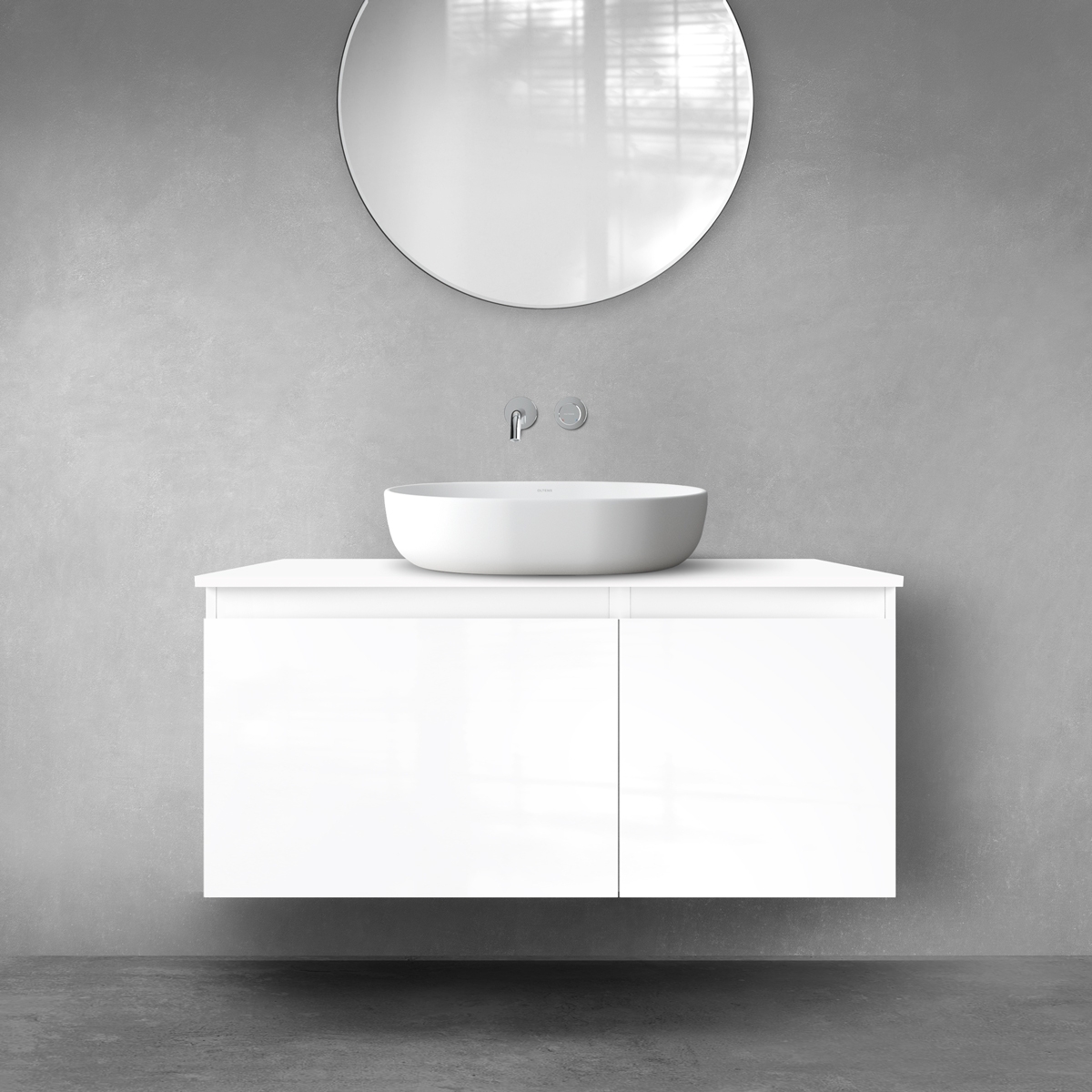 Oltens Vernal zestaw mebli łazienkowych 100 cm z blatem biały połysk 68249000 - Wysyłka w 24h