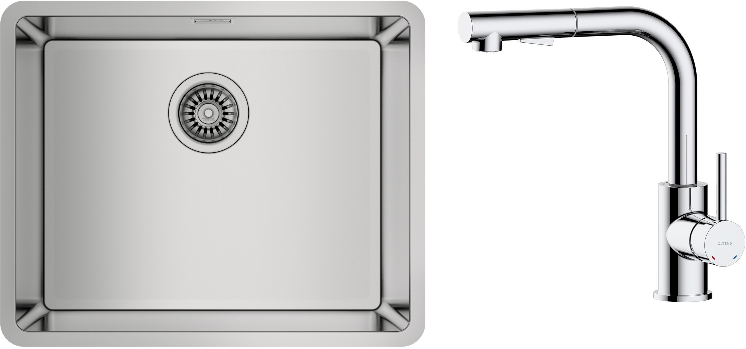 Zestaw Teka Be Linea RS15 50.40 zlewozmywak 54x44 cm z baterią kuchenną Oltens Myvat stal polerowana/chrom (115000005, 35205100) - Wysyłka w 24h