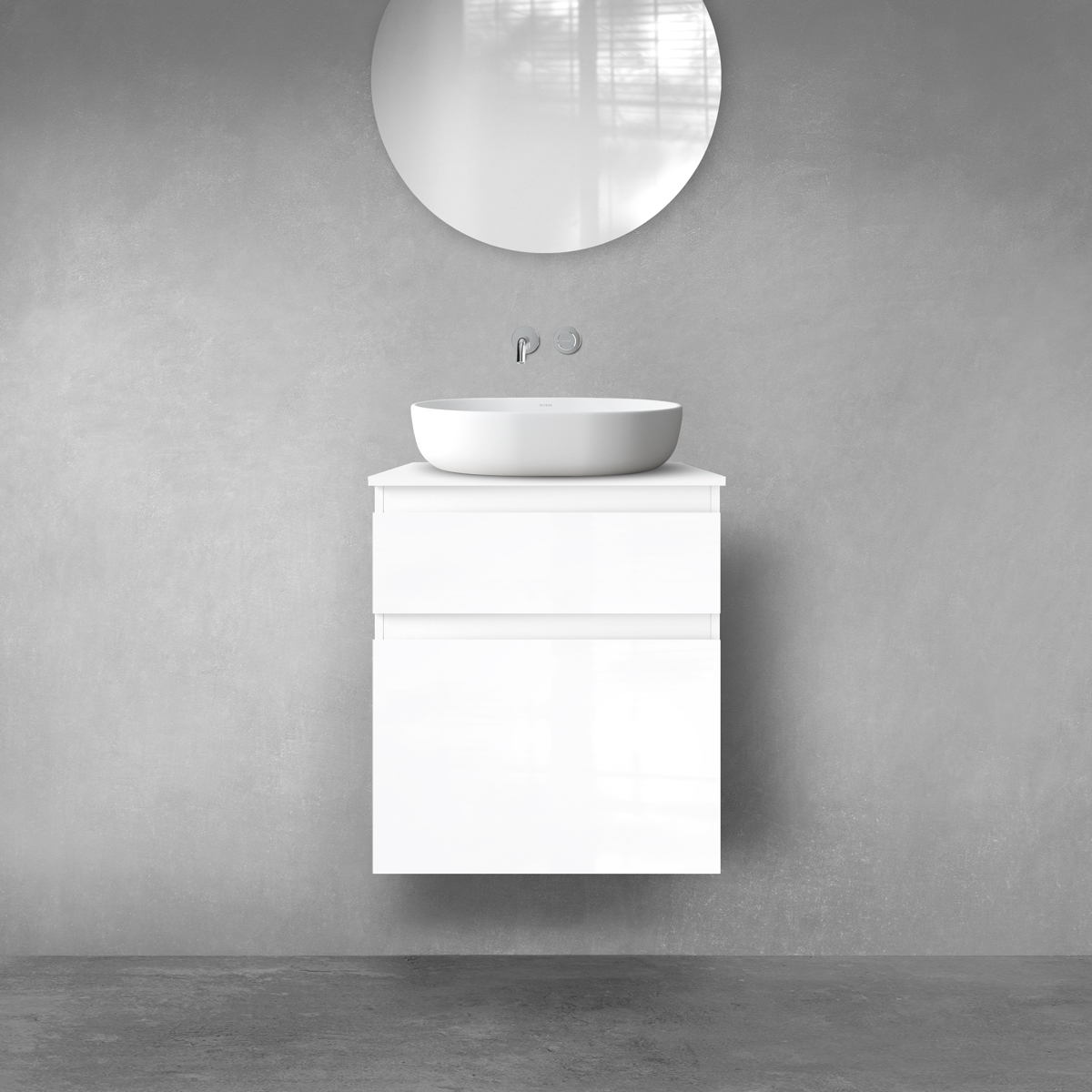 Oltens Vernal zestaw mebli łazienkowych 60 cm z blatem biały połysk 68218000 - Wysyłka w 24h