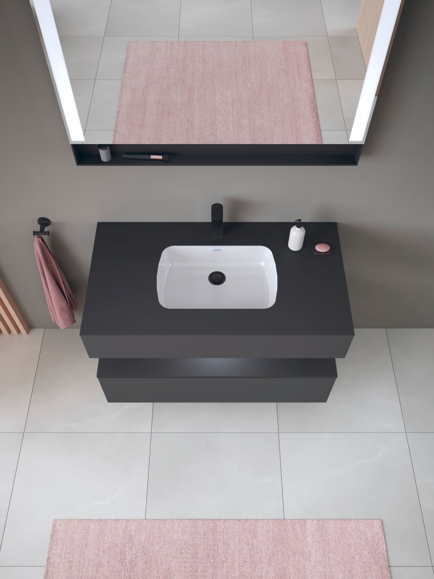 Duravit Qatego umywalka z szafką 100 cm zestaw meblowy grafit mat QA4786049490010