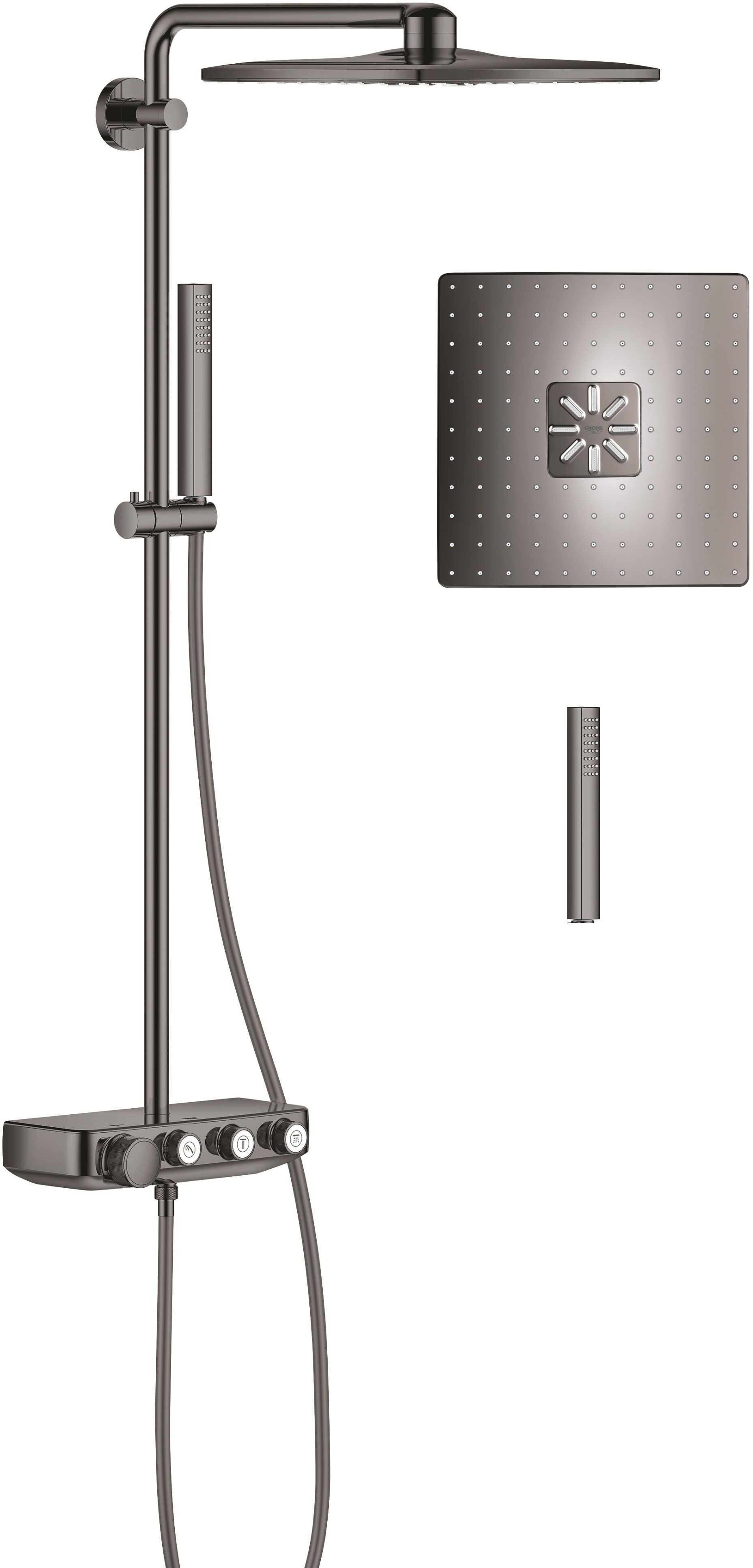 Grohe Euphoria zestaw prysznicowy ścienny termostatyczny z deszczownicą Hard Graphite 26508A00
