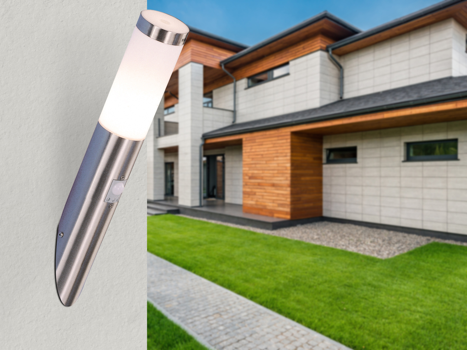 Globo Lighting Boston kinkiet zewnętrzny 1x23W stal nierdzewna/opal 3157S