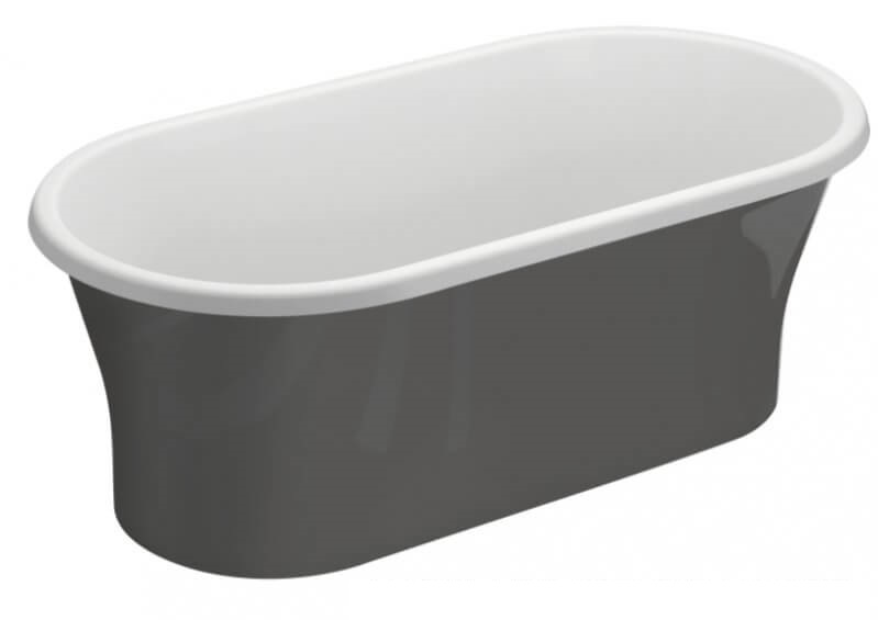 Polimat Amona New wanna wolnostojąca 150x75 cm akrylowa biały/grafitowy połysk 00413