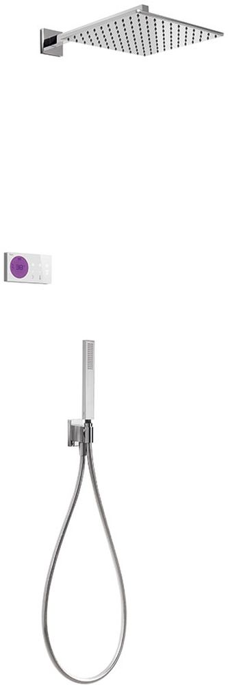 Tres Shower Technology zestaw prysznicowy podtynkowy termostatyczny z deszczownicą chrom/biały 092.865.63
