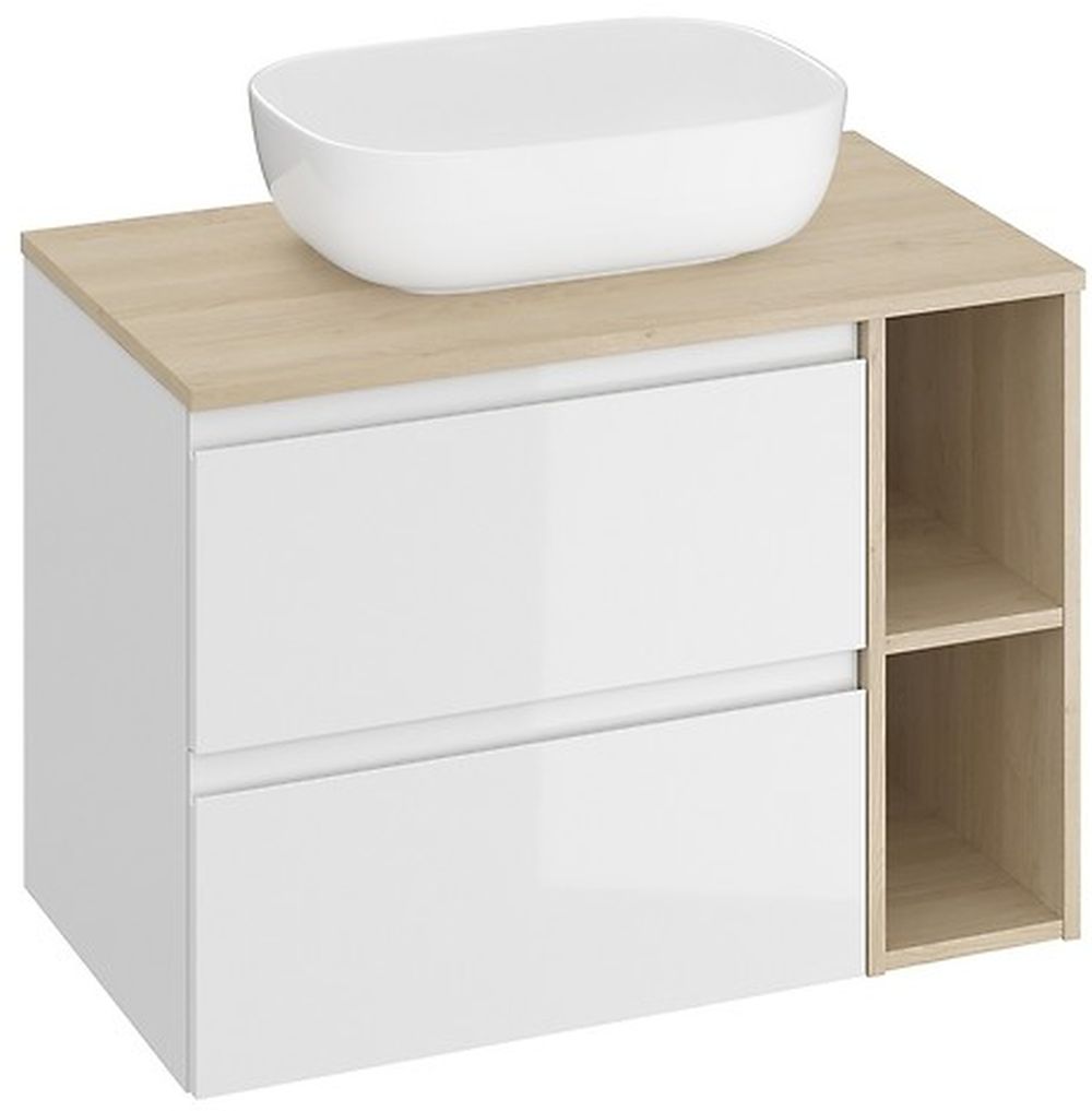Cersanit Moduo SET B686 umywalka 50x36 cm nablatowa z szafką 80 cm biała/dąb S801-443 - Wysyłka w 24h