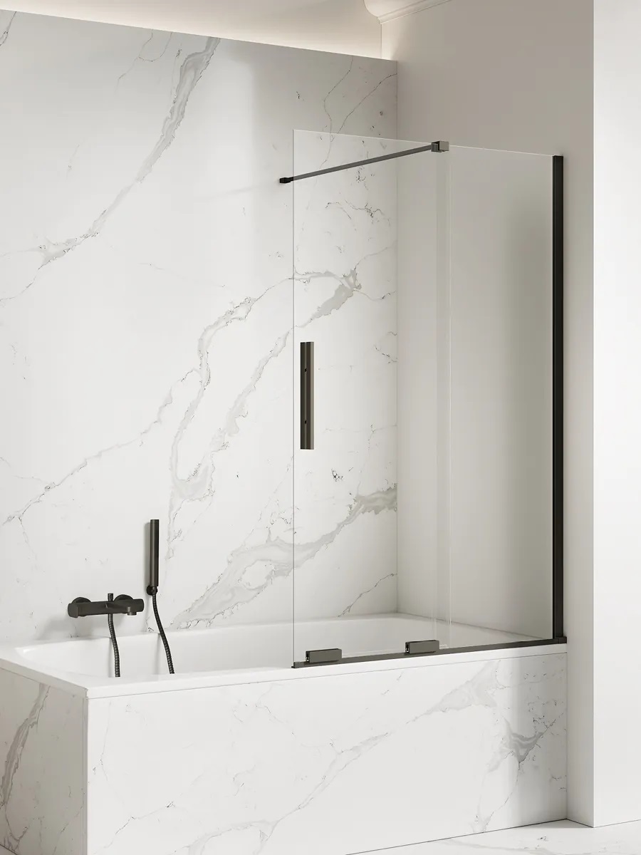 New Trendy Smart Black parawan nawannowy 100 cm czarny mat/szkło przezroczyste EXK-4200