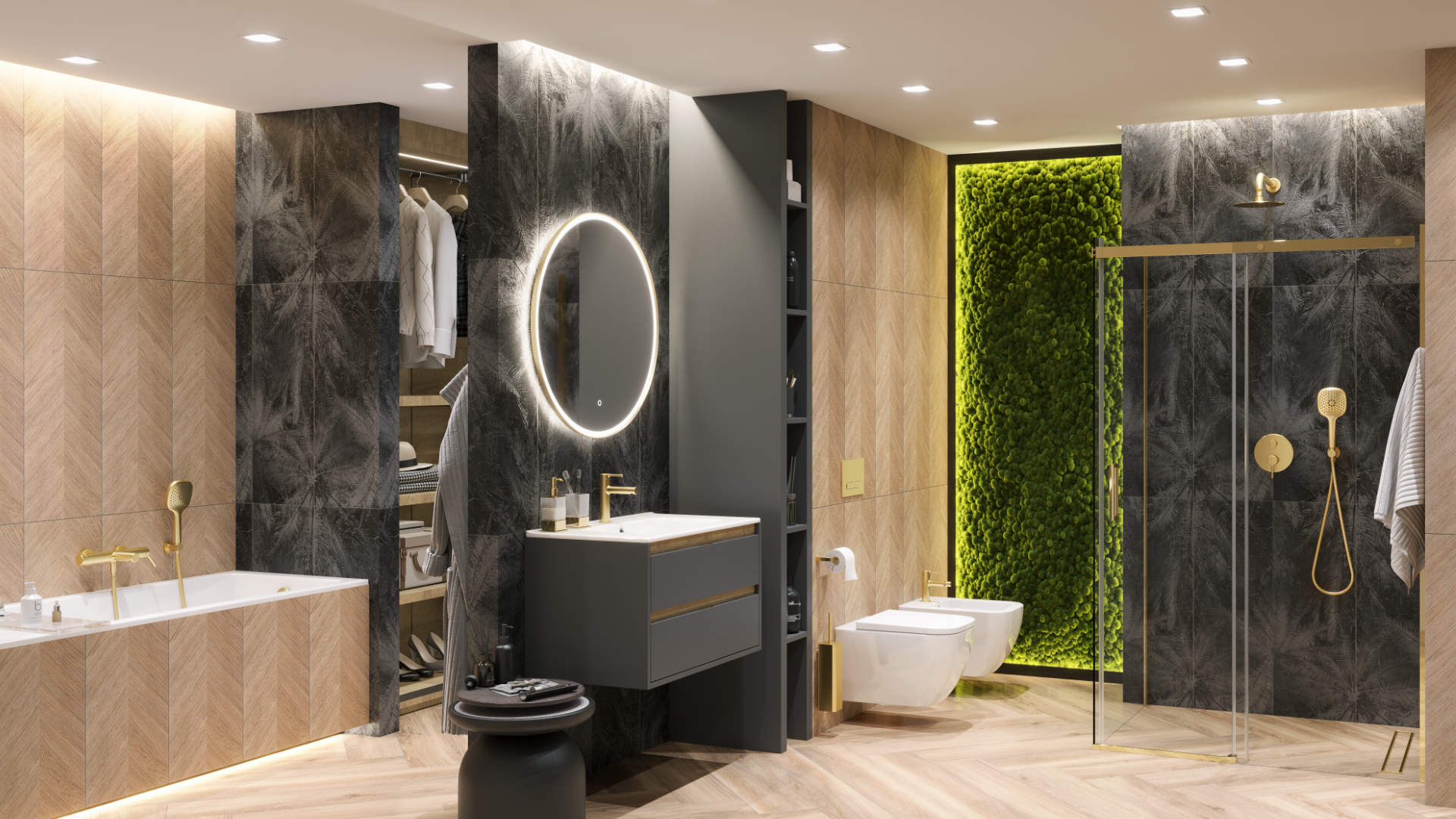 Excellent Pi zestaw prysznicowy podtynkowy z deszczownicą złoty szczotkowany AREX.SET.1245GB - Wysyłka w 24h