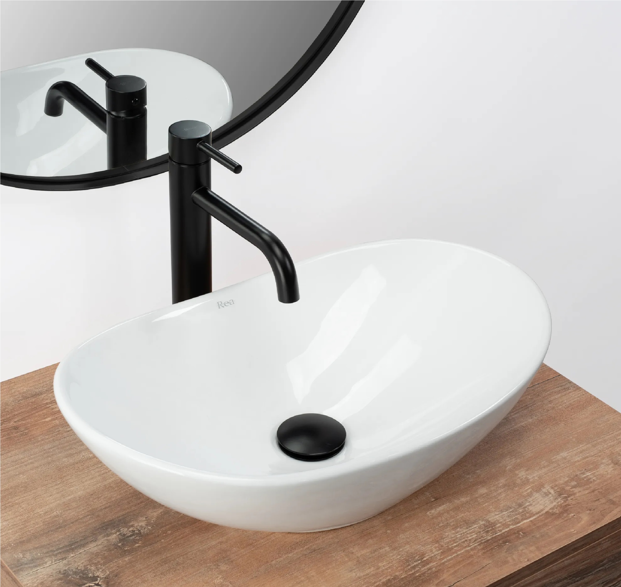 Rea Royal Mini umywalka 48x30,5 cm nablatowa owalna biała REA-U6507