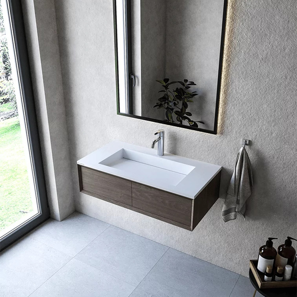 Cristalstone Linea Ideal umywalka 90x45 cm wpuszczana prostokątna biały U900-MCOLC/CR/BO