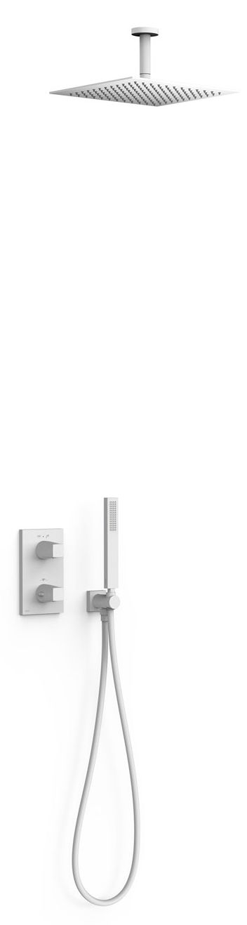 Tres Therm-Box zestaw prysznicowy podtynkowy termostatyczny z deszczownicą biały mat 21125003BM
