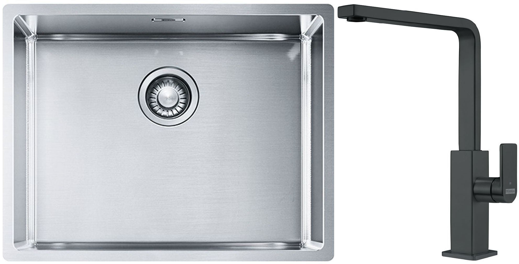 Franke Box BXX 110-54/ BXX 210-54 zlewozmywak 58x45 cm stalowy z baterią kuchenną Mythos czarna stal szlachetna (1270453660, 1150550441)