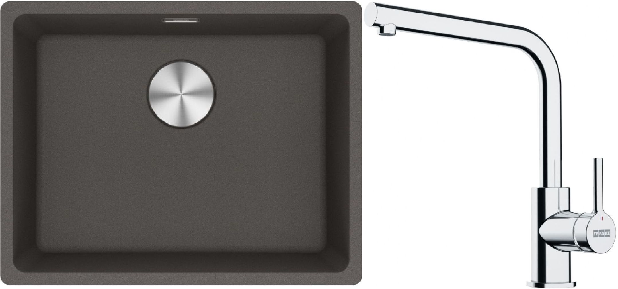 Franke Maris MRG 110-52 zlewozmywak granitowy 55,3x43,3 cm łupkowy szary z baterią kuchenną Lina chrom (1250716375, 1150693230)