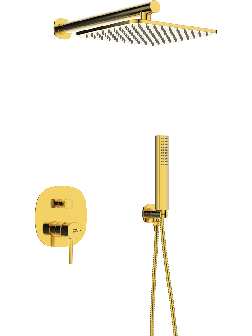Laveo Pola zestaw prysznicowy podtynkowy z deszczownicą złoty BAPG01P