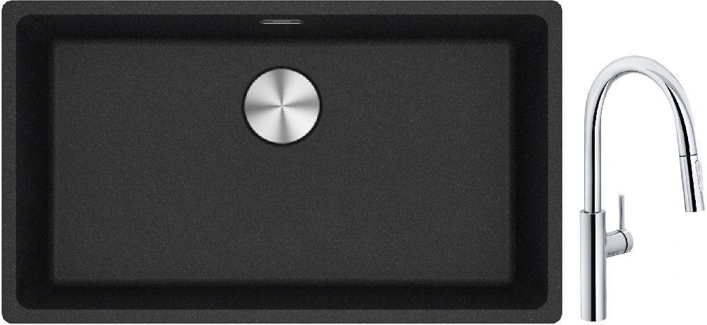 Franke Maris MRG 110-72 zlewozmywak 72x40 cm Fragranite onyx z baterią kuchenną Pescara L Slide-In chrom (1250687261, 1150538940)