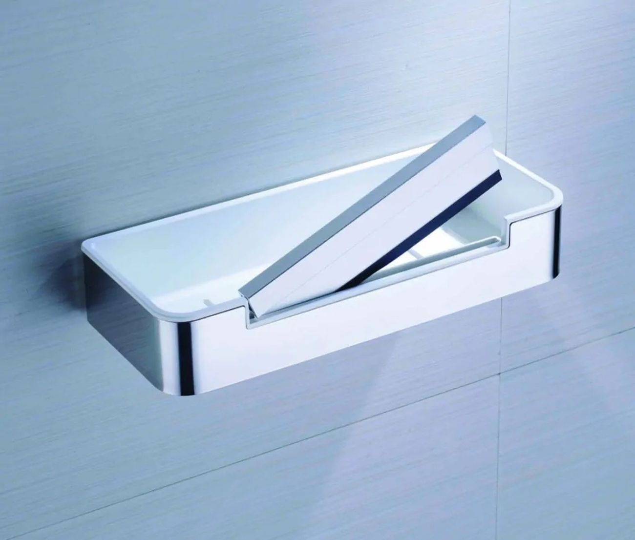 Stella koszyk łazienkowy ze ściągaczką ścienny stal polerowana/biały 16.069