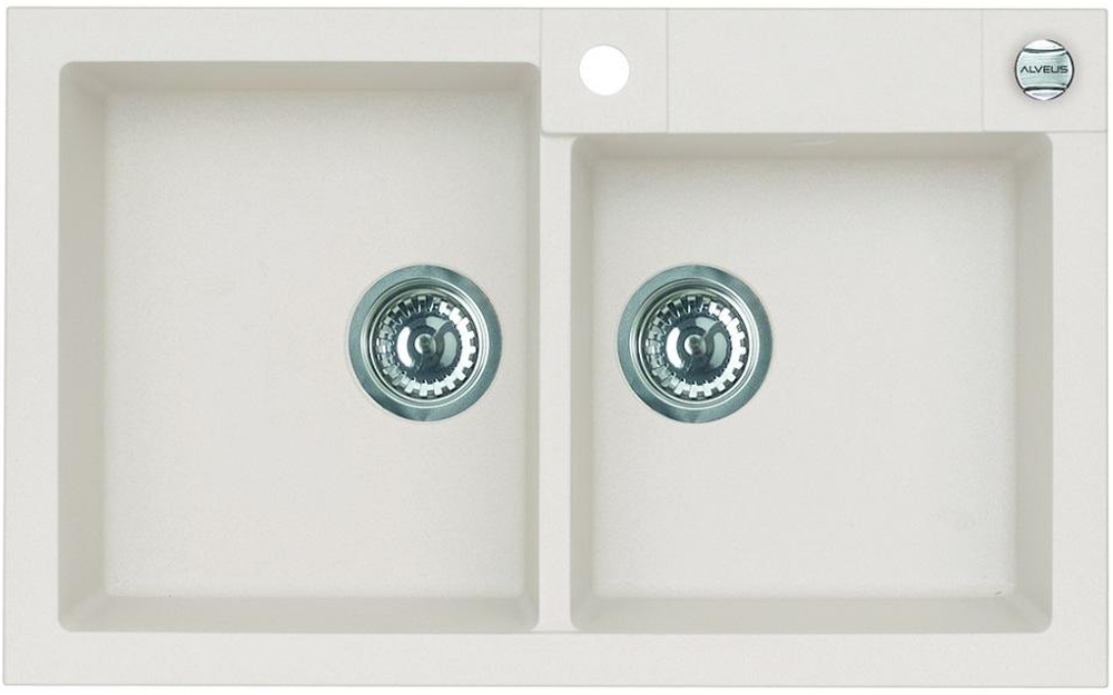 Alveus Rock 90 zlewozmywak 78x48 cm 2-komorowy biały 1219011