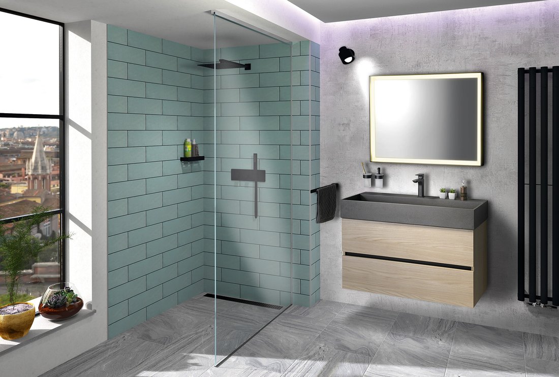 Sapho Quadrado umywalka 96x44 cm meblowa prostokątna betonowa czarny granit AR466