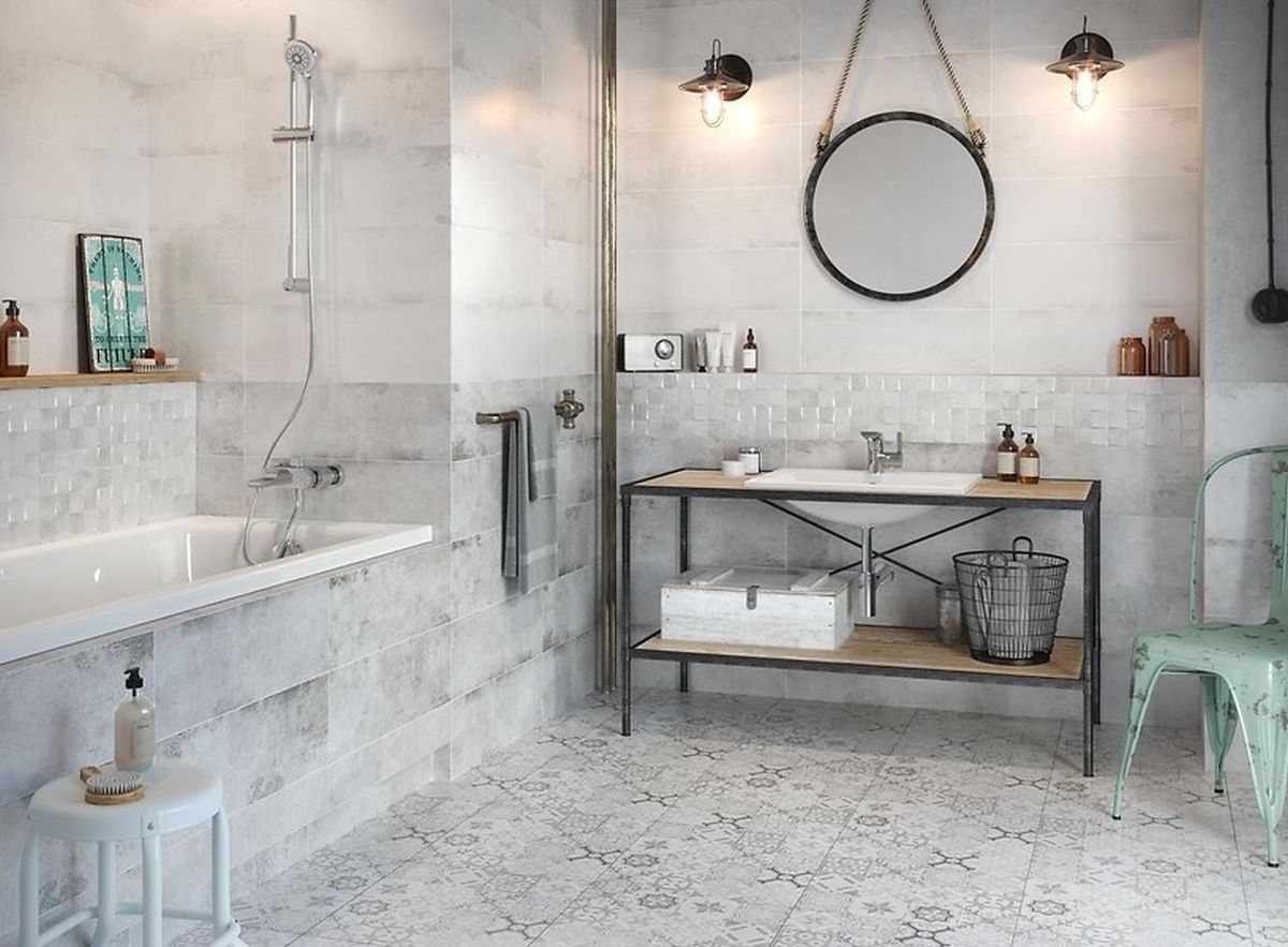 Cersanit Concrete Style inserto patchwork płytka podłogowa 42x42 szary mat