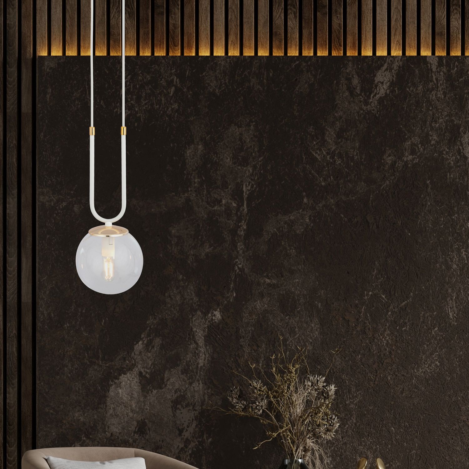 Emibig Glam lampa wisząca 1x10 W biała-przezroczysta 1116/1