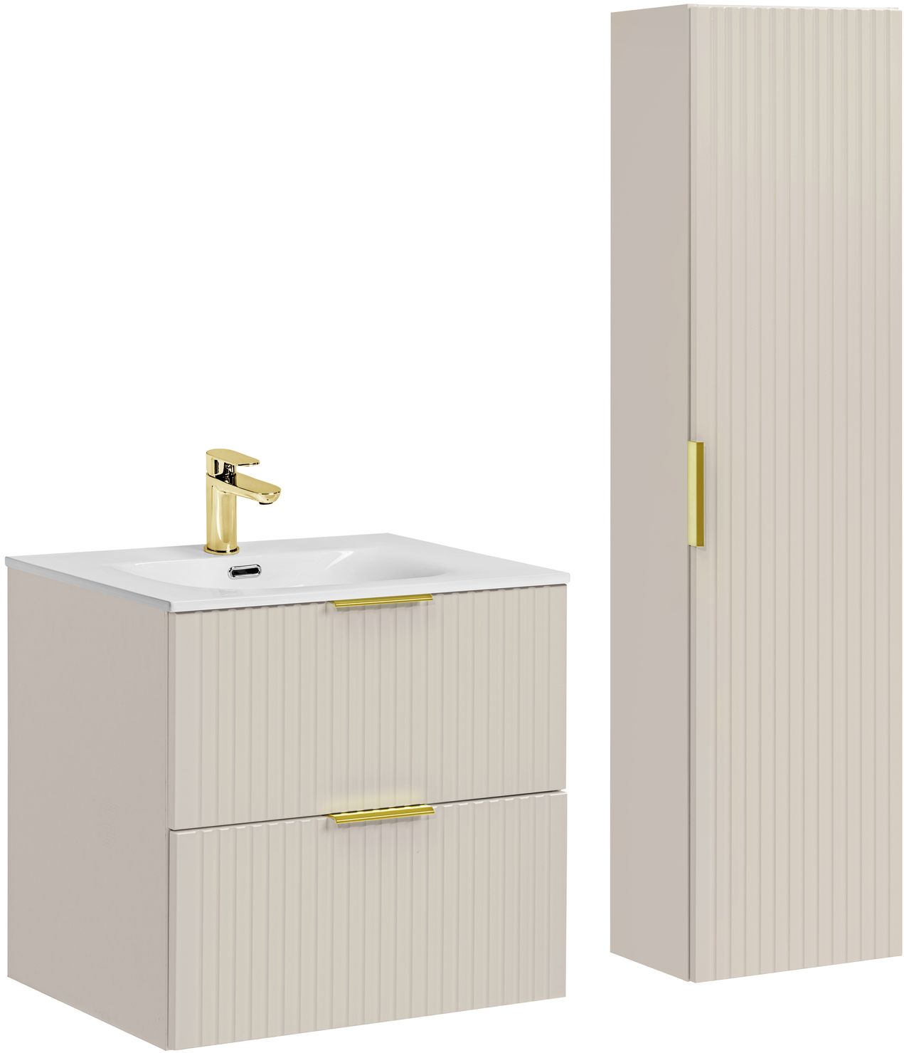 Zestaw Comad Adel Cashmere szafka 60x46x57 cm podumywalkowa wisząca z umywalką i szafką boczną kaszmir SET-ADC 60CM SKY HIGH CABINET - Wysyłka w 24h