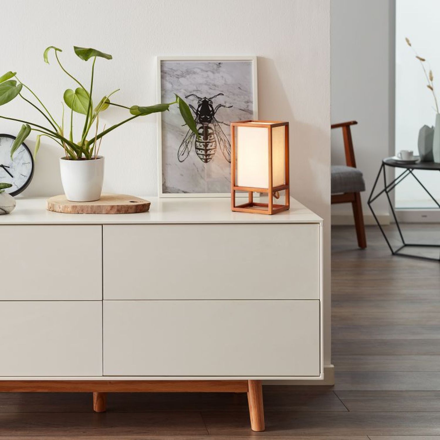 Brilliant Seaside lampa stołowa 1x40W drewno naturalne/biały 93091/09