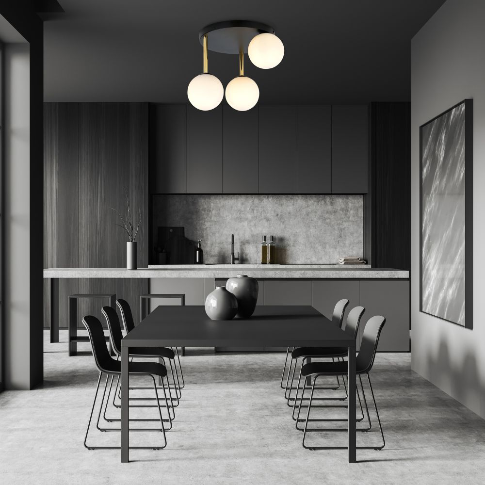 Emibig Dolce lampa podsufitowa 3x10 W czarny/szkło mleczne 1260/3