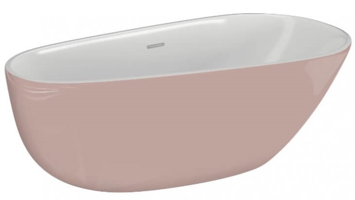 Polimat Shila wanna wolnostojąca 170x85 cm akrylowa biały/różowy połysk 00434