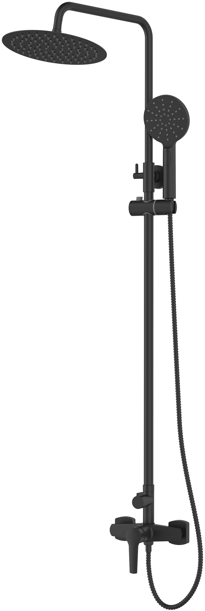Invena Fira zestaw prysznicowy ścienny z deszczownicą czarny mat AU-71-D04