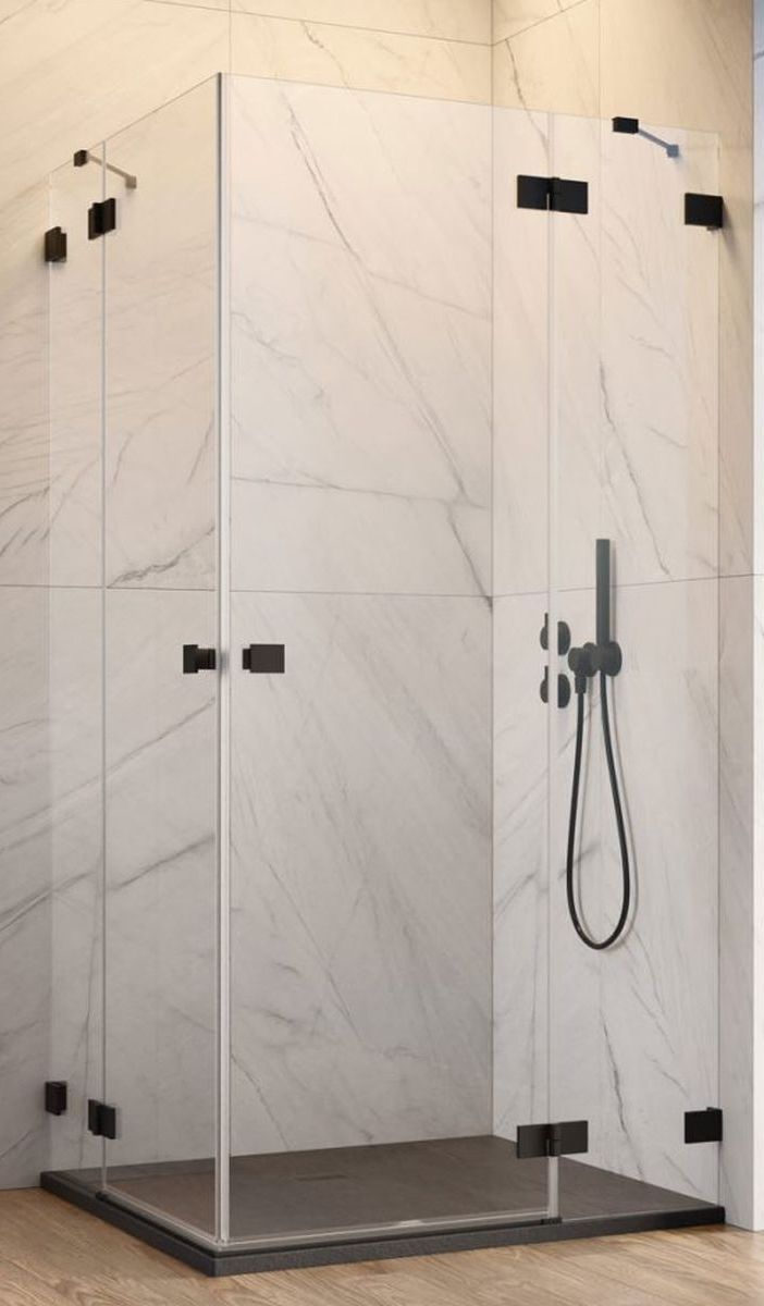 Radaway Essenza Pro Black KDD kabina prysznicowa część prawa 80x80 cm kwadratowa czarny mat/szkło przezroczyste 10096080-54-01R