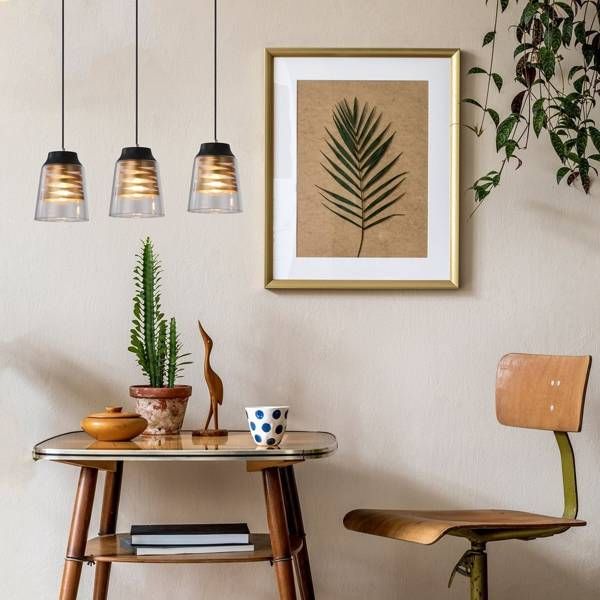 Candellux Fresno lampa wisząca 3x60W czarna/złota/przezroczysta 33-78094