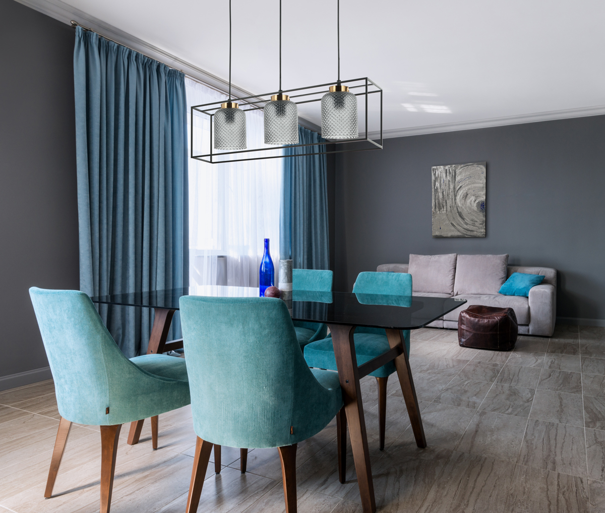 Italux Sinella lampa wisząca 3x40 W czarna-szary przydymiony PND-23231-3-BK+SG