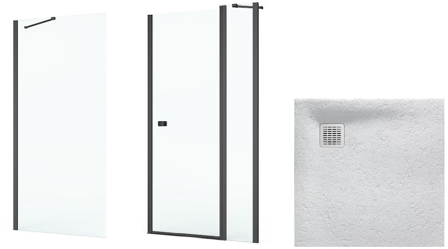 Zestaw Roca Capital kabina prysznicowa 90x90 cm kwadratowa MaxiClean z brodzikiem Terran perłowy (AM4609016M, AM4409016M, AP10338438401630)