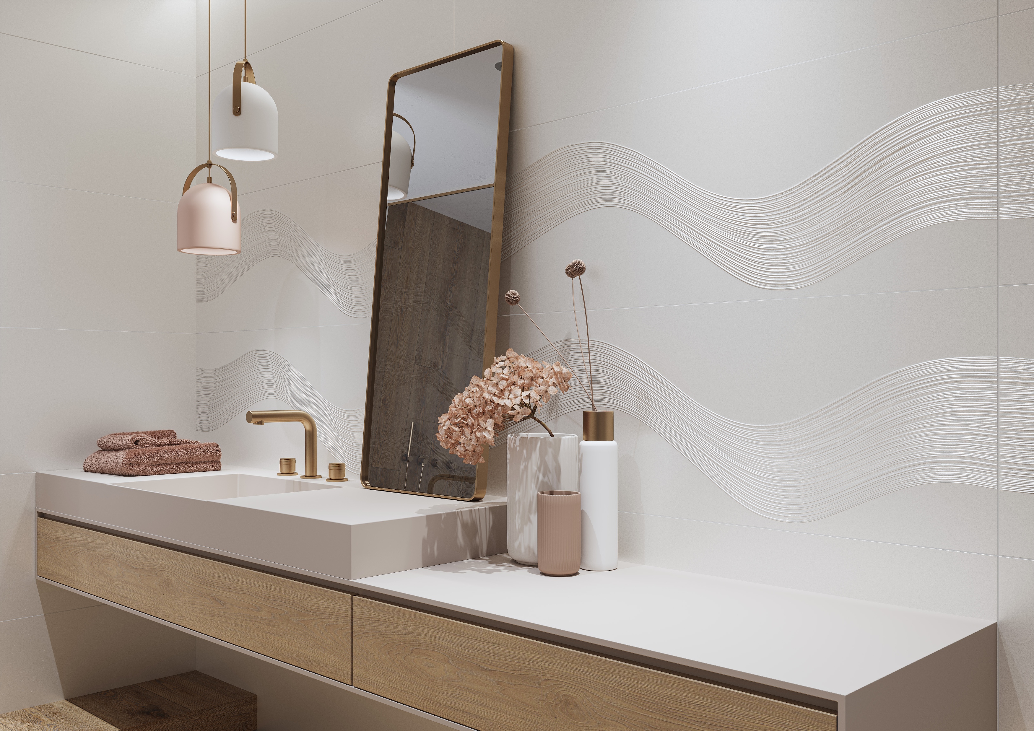 Opoczno Coffee Foam white structure micro płytka ścienna 39,8x119,8 cm STR biała mikrogranilia