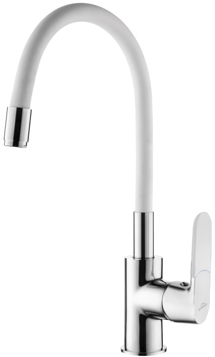 Invena Joga bateria kuchenna z elastyczną wylewką chrom/biały BZ-32-L02