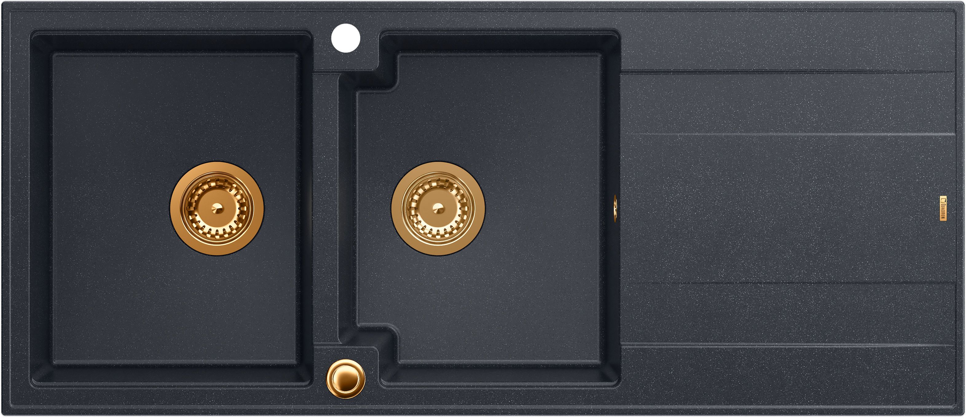 Quadron Evan 121 zlewozmywak 116x50 cm GraniteQ black diamond/elementy miedziane HQE11650U8_PVDC1_P2O