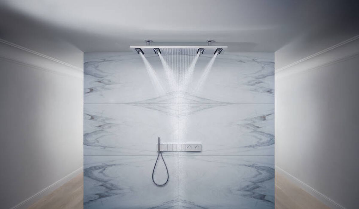 Axor ShowerSolutions deszczownica 120x30 cm prostokątna z ramieniem sufitowym chrom 10637000