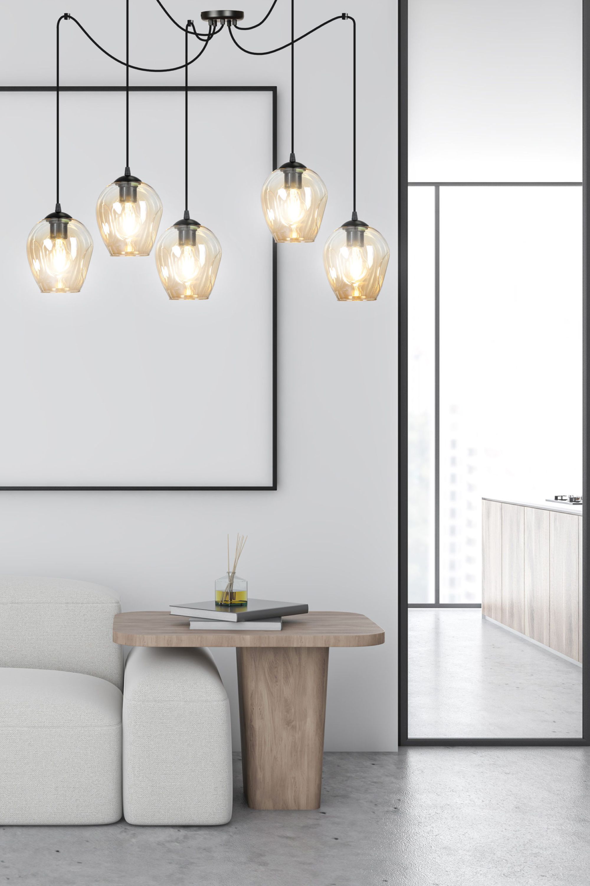 Emibig Level lampa wisząca 5x15 W czarna-bursztynowa 758/5