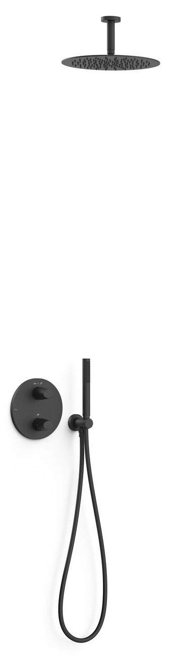 Tres Therm-Box zestaw prysznicowy podtynkowy termostatyczny z deszczownicą czarny mat 28125003NM