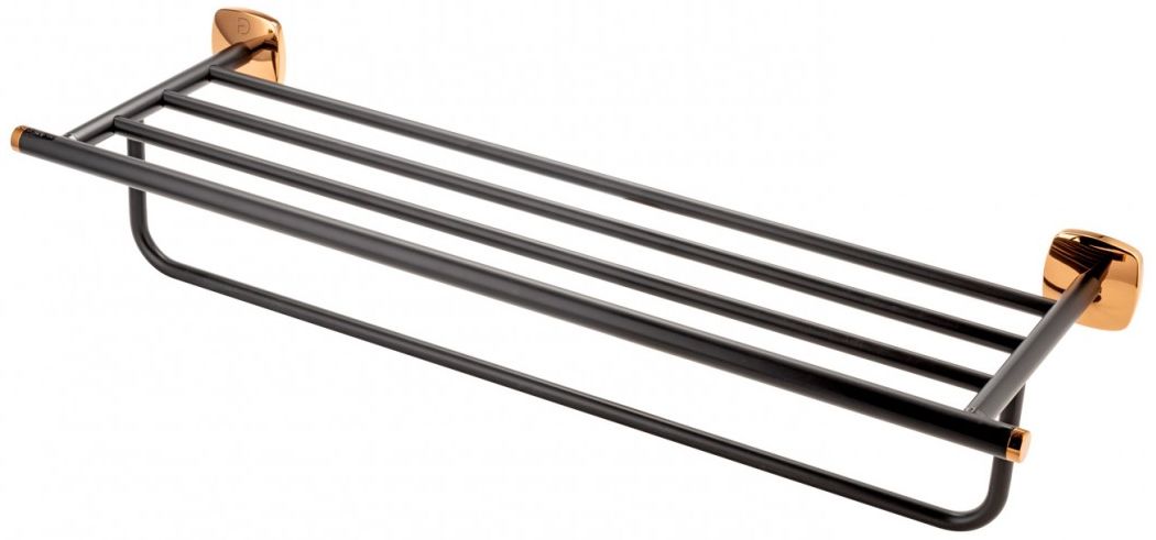 FDesign Merida półka z wieszakiem na ręcznik różowe złoto/czarny mat FD6-MRD11-25 - Wysyłka w 24h