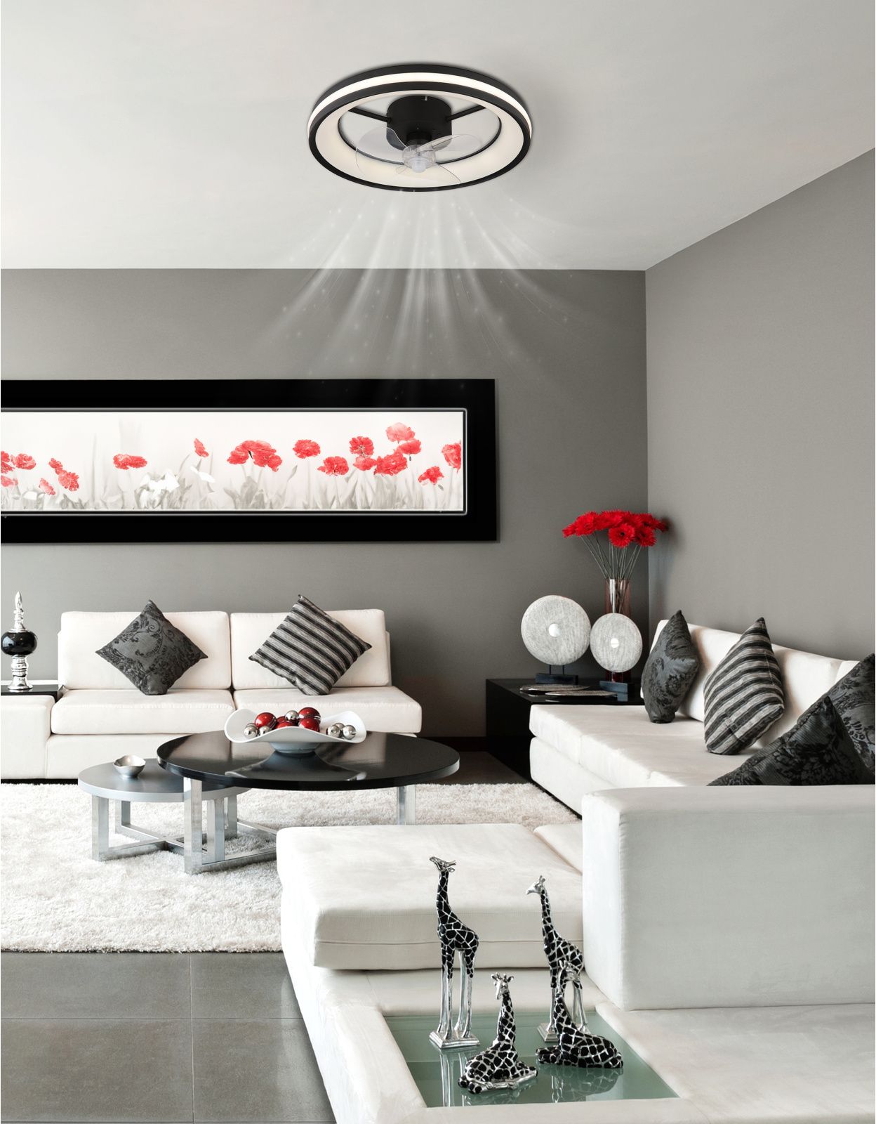 Globo Lighting Gatian lampowentylator podsufitowy 1x30 W czarna 03651