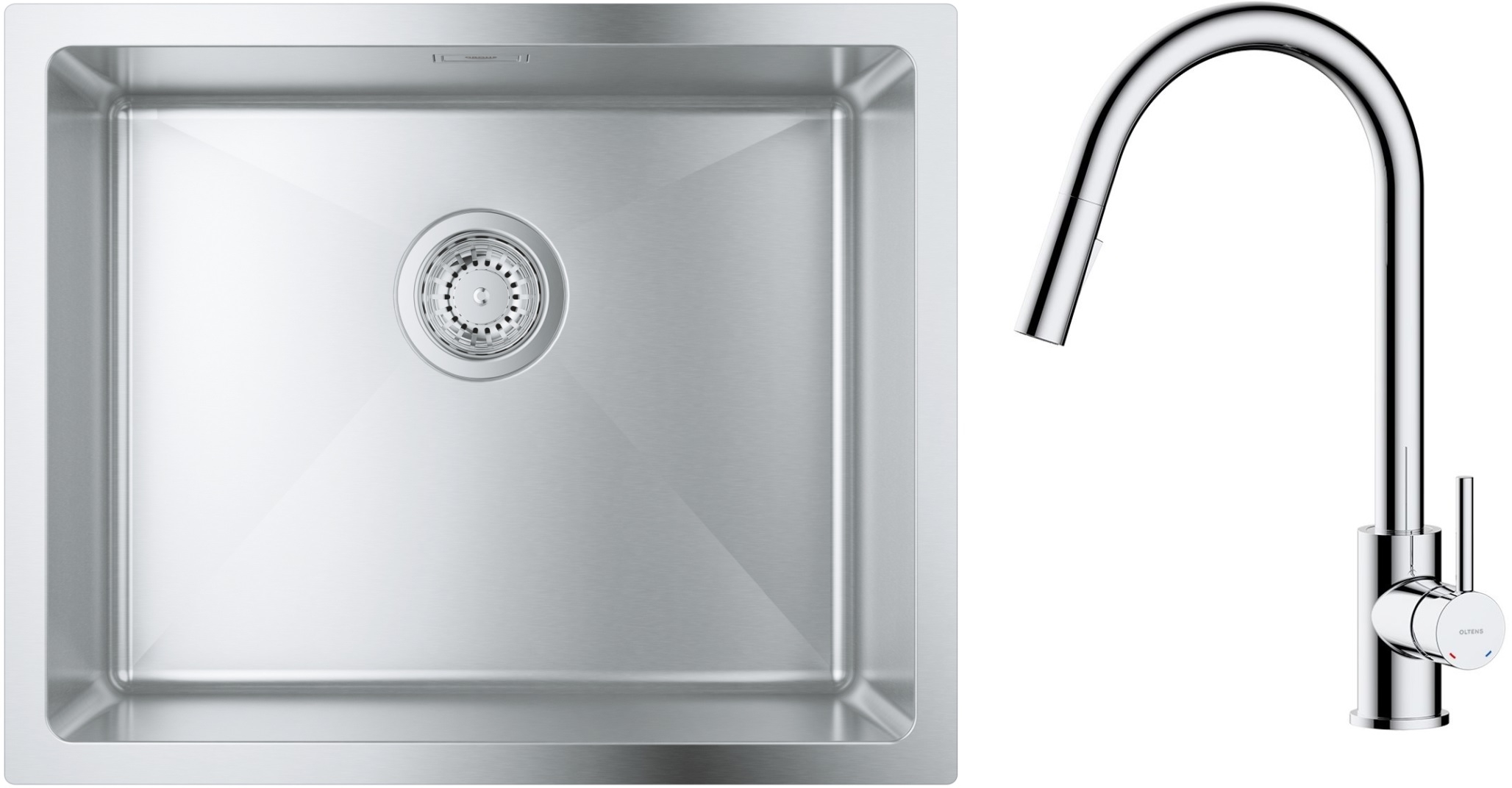 Zestaw Grohe K700 zlewozmywak 50x40 cm z baterią kuchenną Oltens Litla stal szlachetna/chrom (35204100, 31574SD1) - Wysyłka w 24h